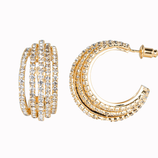 Semi Hoop Stones Earrings