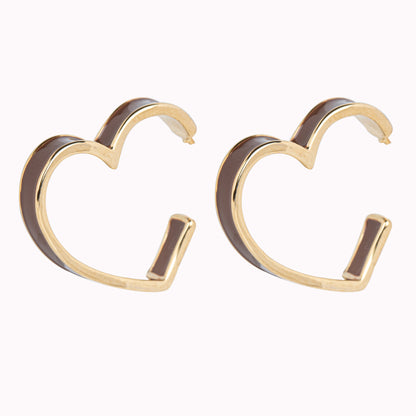 Heart Shaped Hoops with Red Enamel