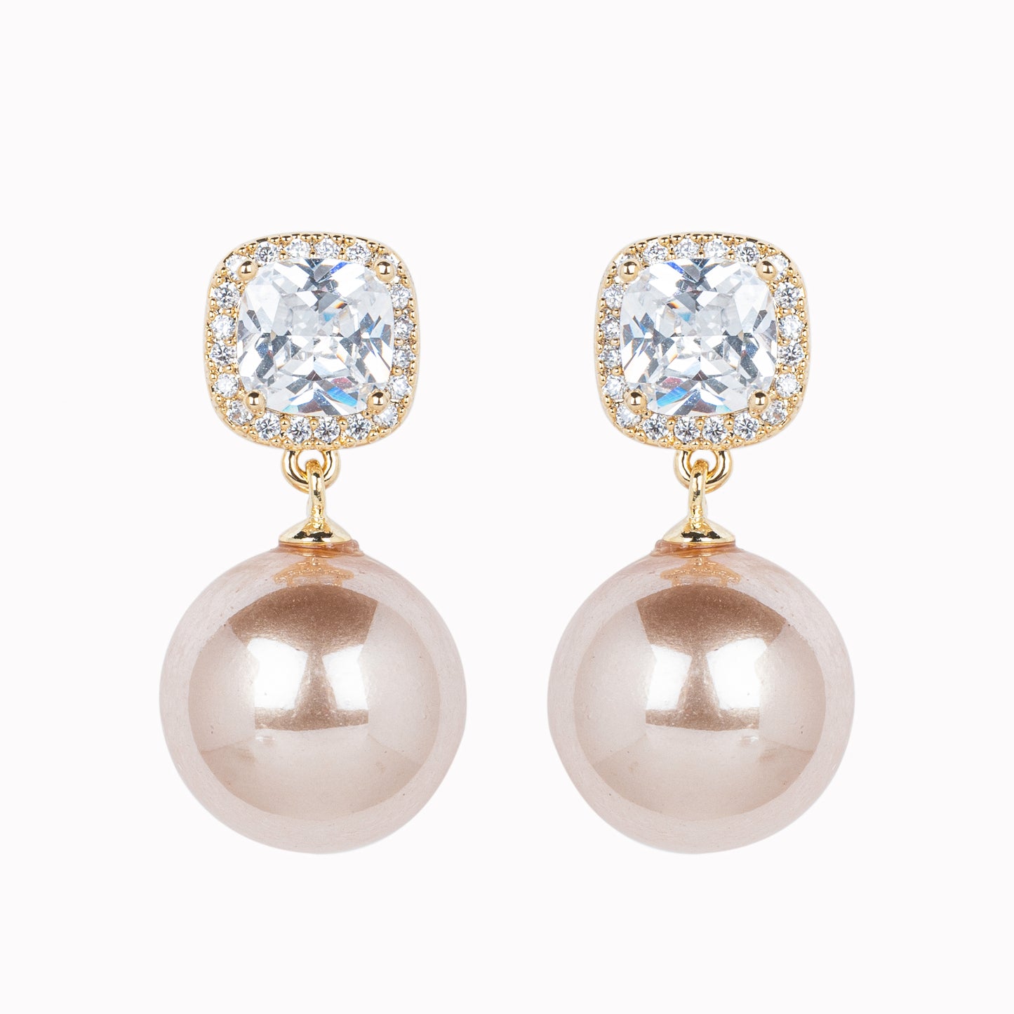 Pearl Drop Earrings with Baguets