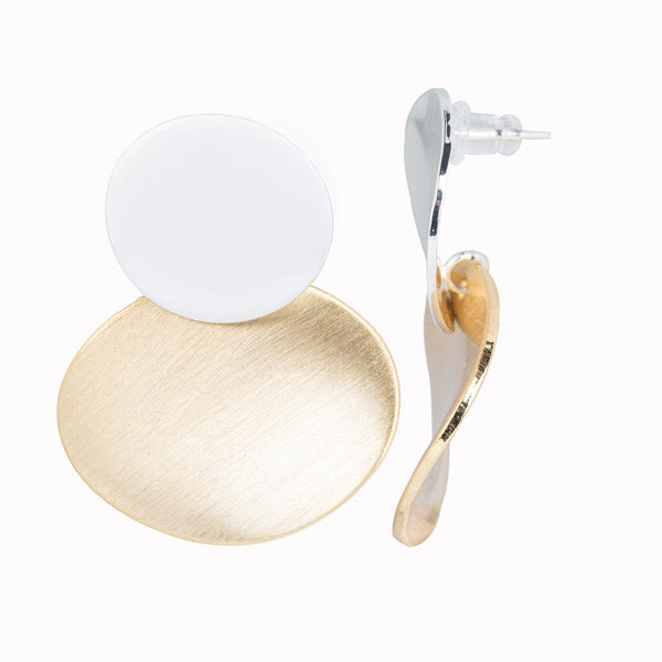 Round & Rombus Twin Tone Earrings