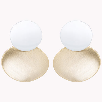 Round & Rombus Twin Tone Earrings